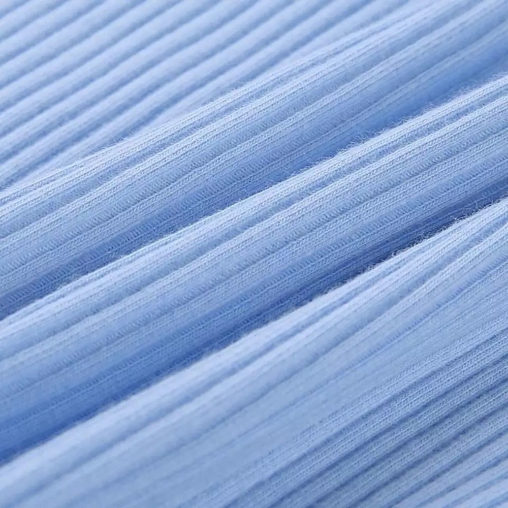 💙 light blue cherry ribbed ruffled crop top 💙 - Picture 4 of 4